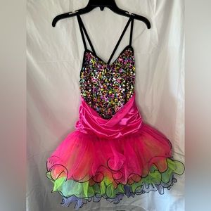 Weissman Multicolored Ruffle Unitard